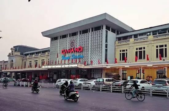 The front of Hanoi Railway Station on Le Duan street