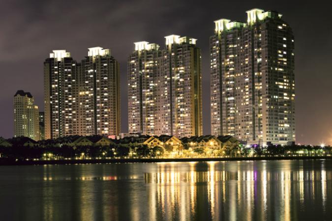 Apartment towers along the Saigon River in Ho Chi Minh City