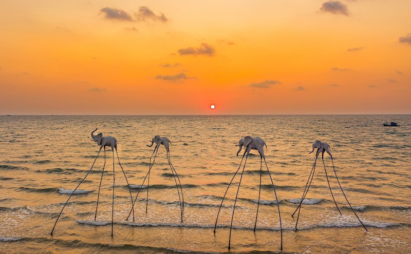Sunset over the sea in Vietnam at the end of a two-week trip