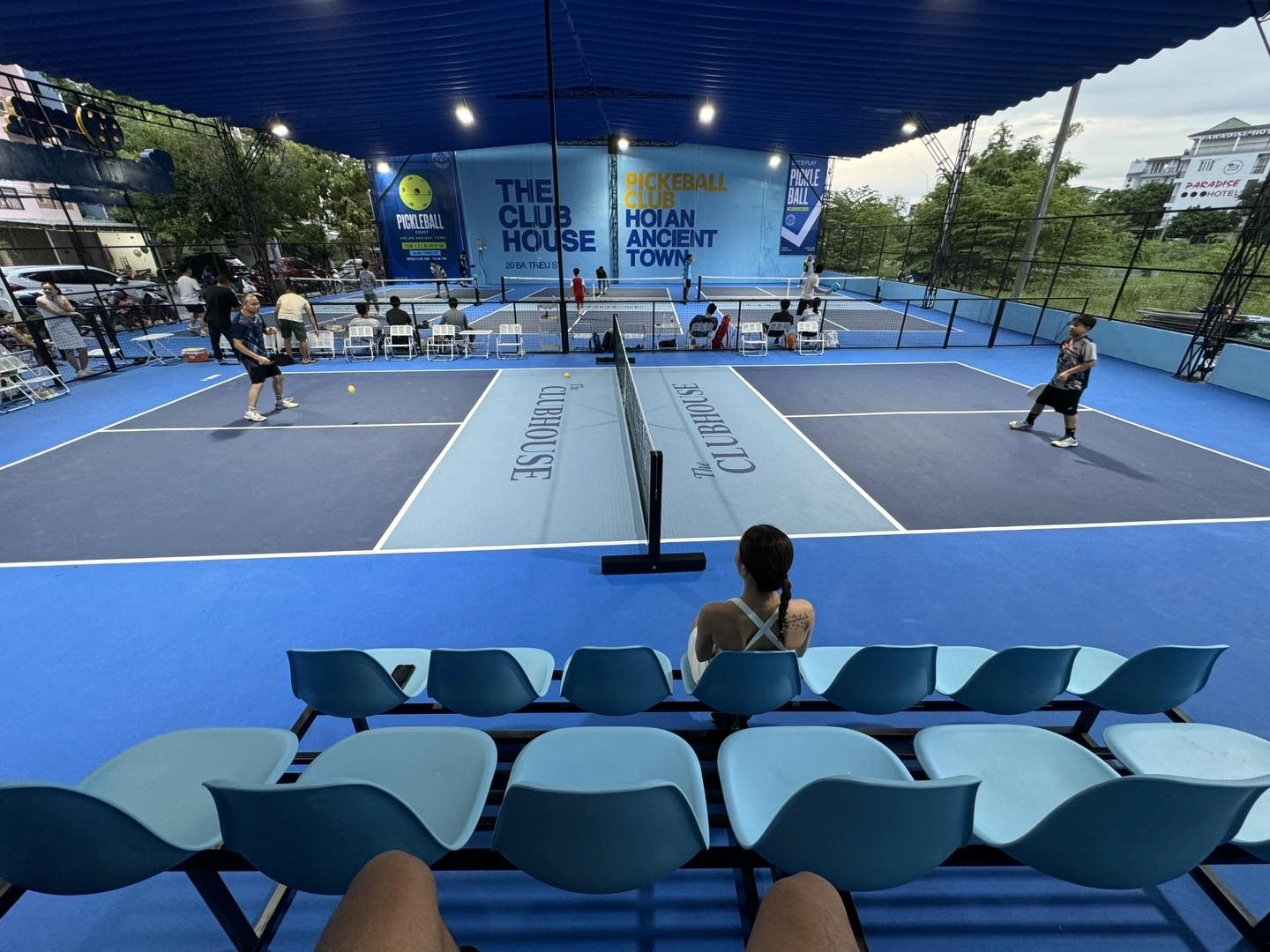Pickleball courts in Hoi An where a private group plays in the afternoon